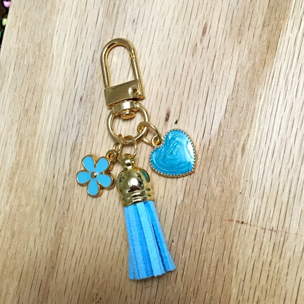 Blue Heart Purse Charm, Backpack Charm, Keychain, Gifts For Her, Handmade